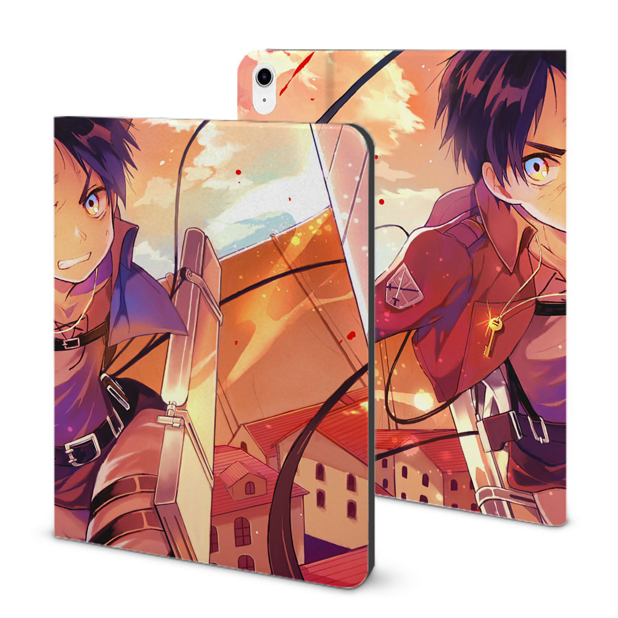 （画像用） 進撃の巨人 Attack on Titan IPad ケース ブック型 PUレザー TPU 耐衝撃 軽量 薄型 ペン収納なし 全面保護 IPad 各モデル対応